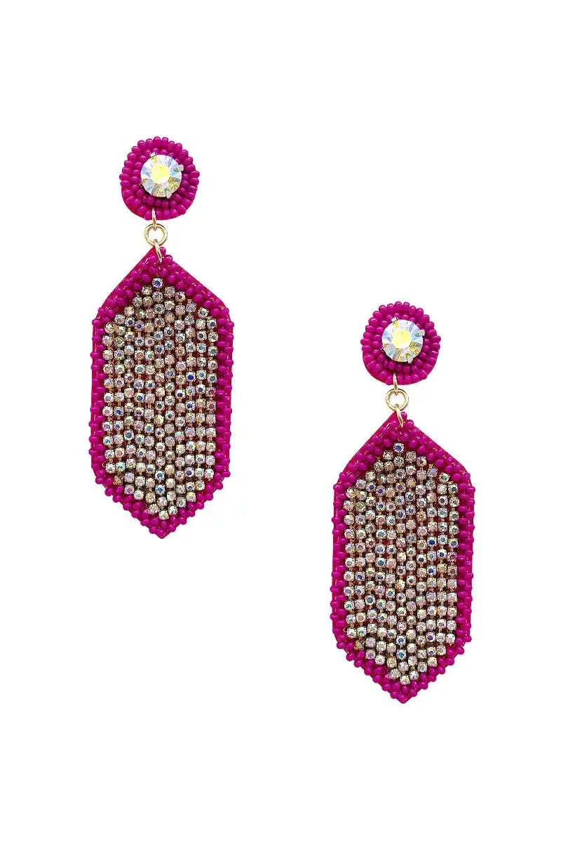 Seed Bead Rhinestone Hexagon Dangle Earring Sunny EvE Fashion