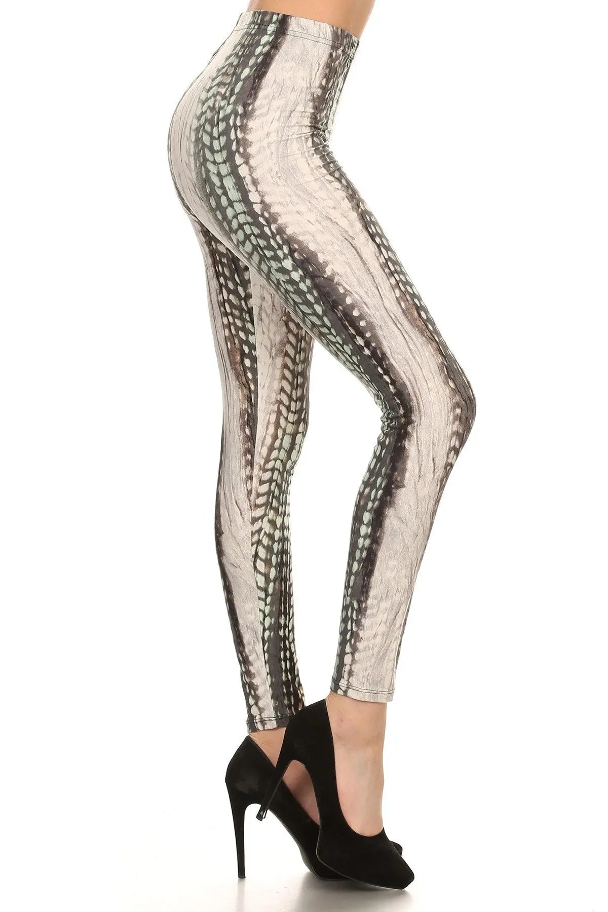 Snake Scales Printed, High Waisted Leggings In Fitted Style With Elastic Waistband Sunny EvE Fashion