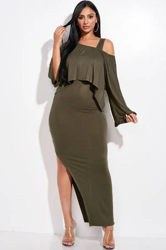 Solid Rayon Spandex Midi Length Tank Dress And Slouchy Cape Top Two Piece Set Sunny EvE Fashion