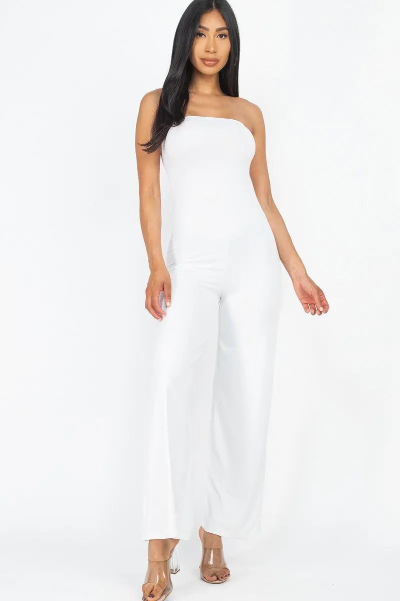 Solid Strapless Jumpsuit Sunny EvE Fashion