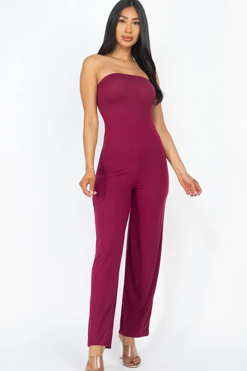 Solid Strapless Jumpsuit Sunny EvE Fashion