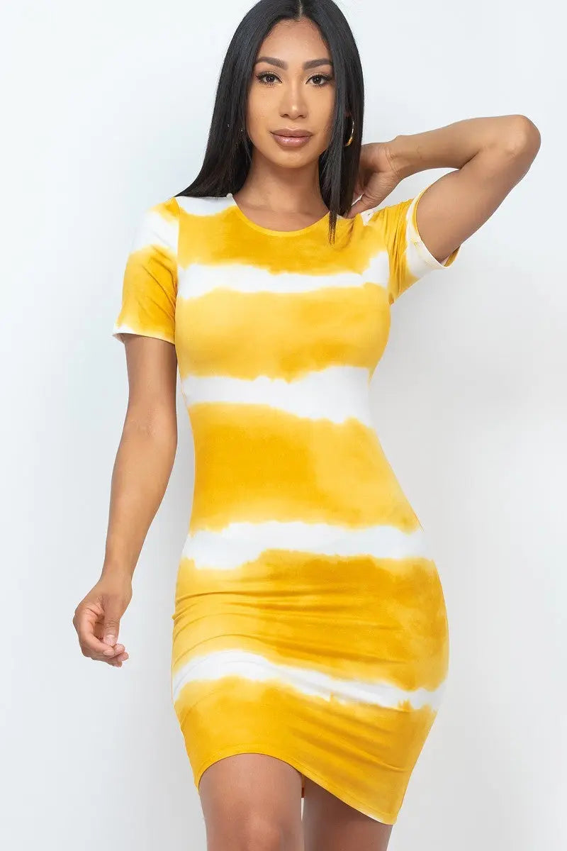 Stripe Tie-dye Printed Midi Dress Sunny EvE Fashion