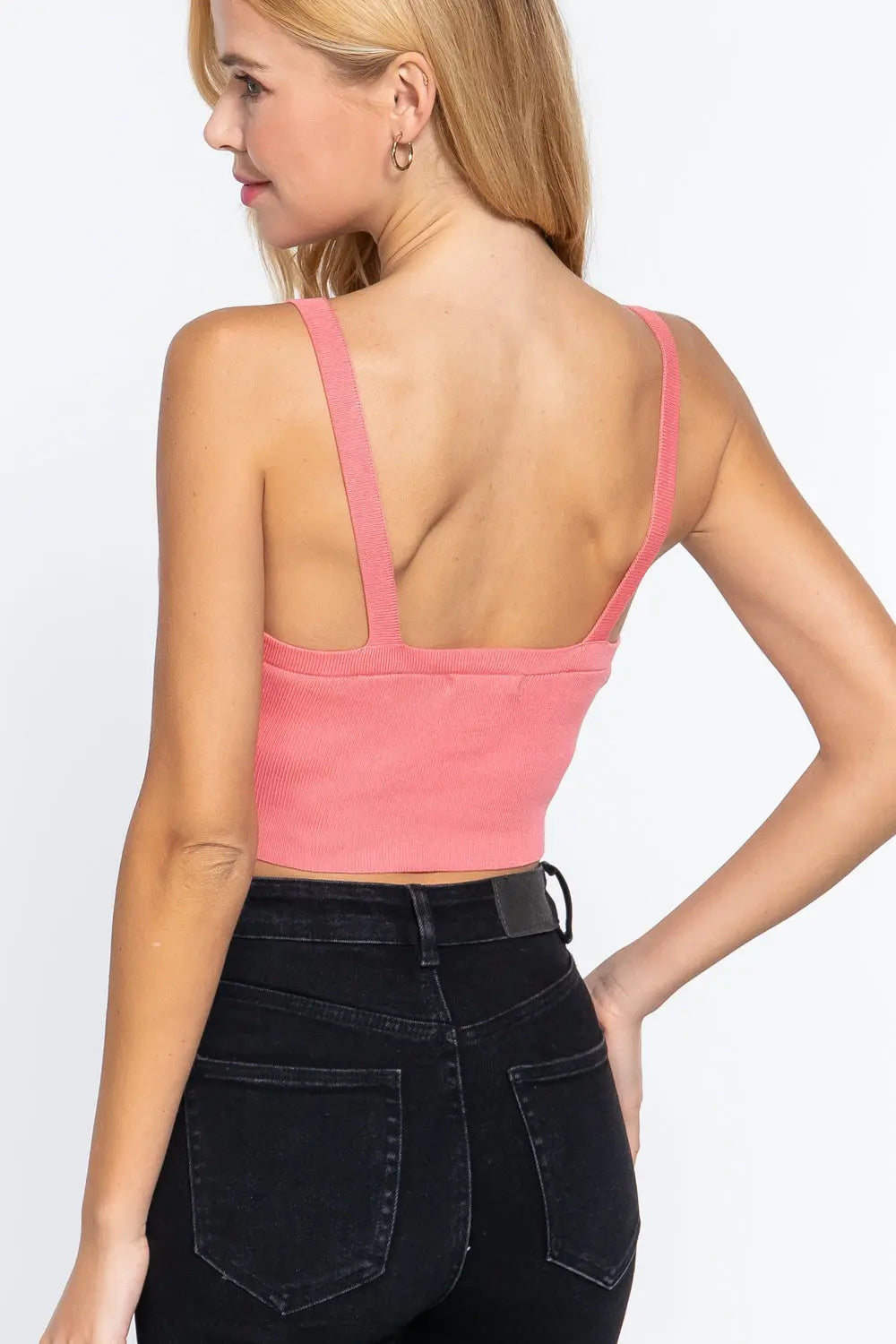 V-neck Sweater Knit Crop Cami Top Sunny EvE Fashion