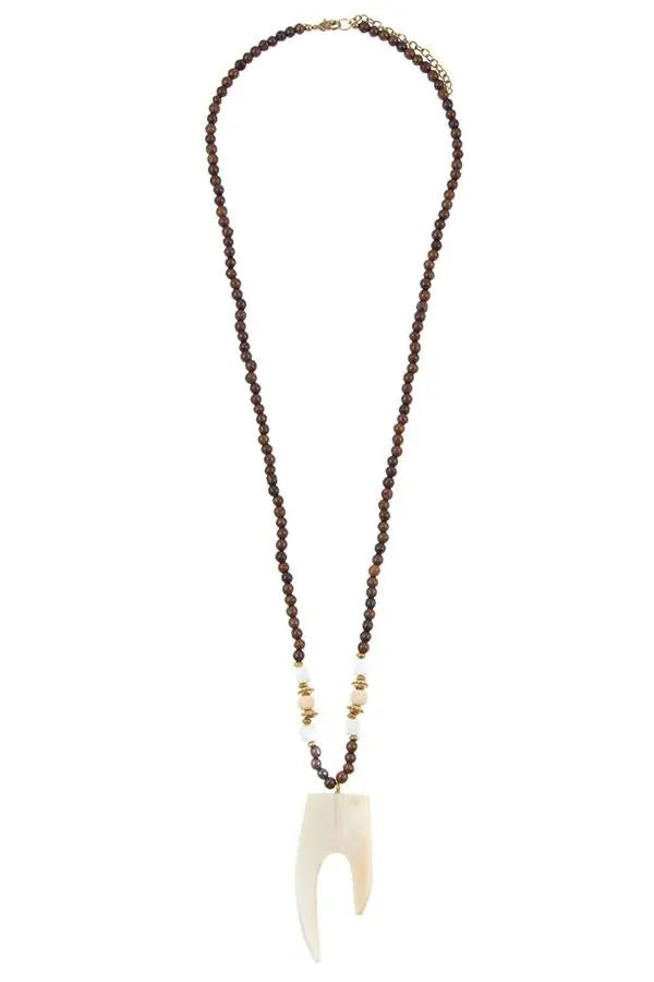 Wooded bead pendant long necklace Sunny EvE Fashion