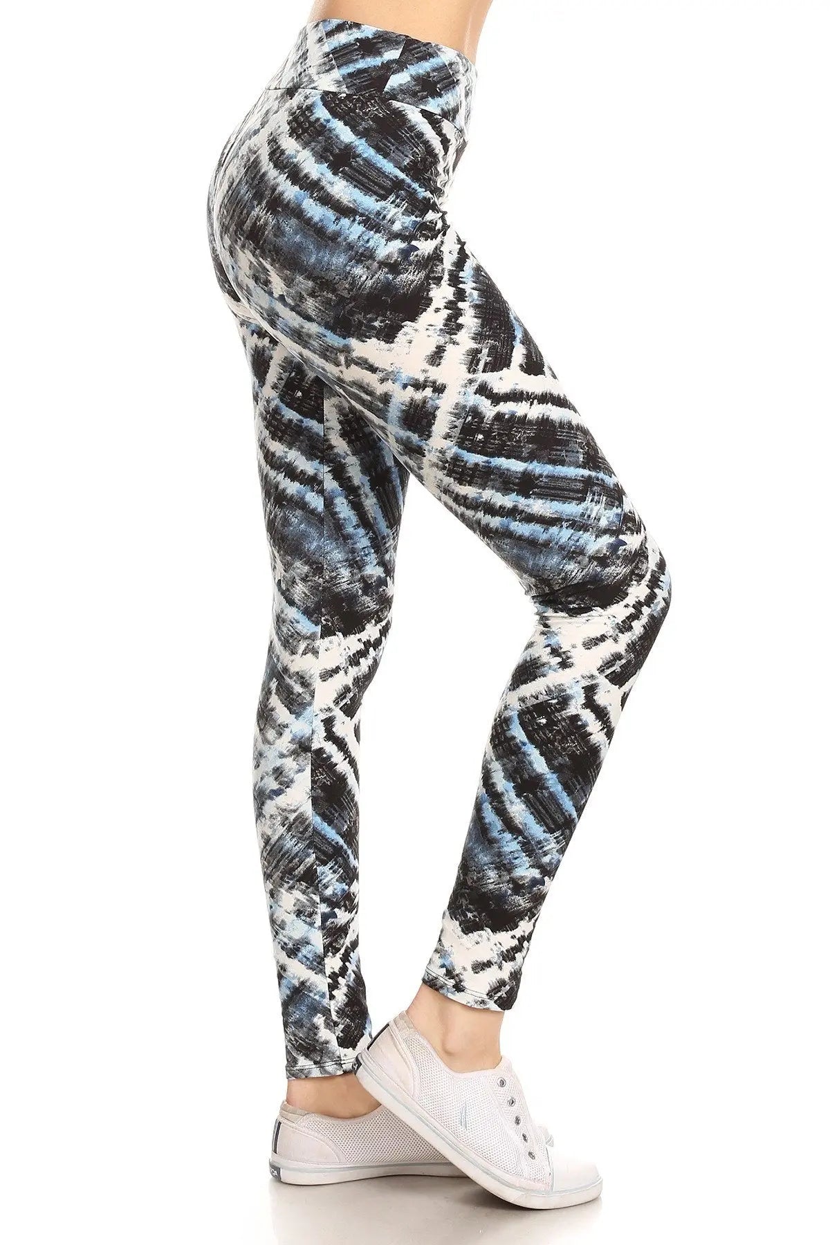 Yoga Style Banded Lined Tie Dye Printed Knit Legging With High Waist Sunny EvE Fashion
