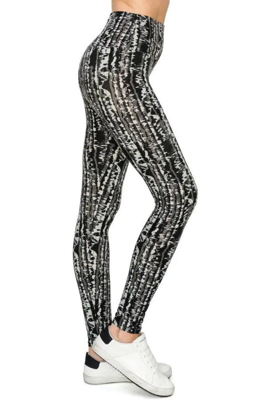 Yoga Style Banded Lined Tie Dye Printed Knit Legging With High Waist. Sunny EvE Fashion
